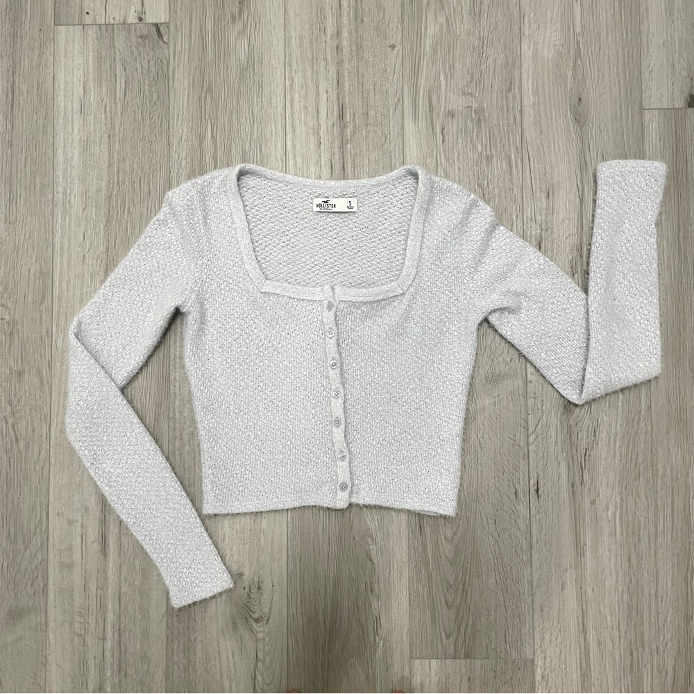 Hollister Eyelash Cardigan, Light Blue (Sz Small)